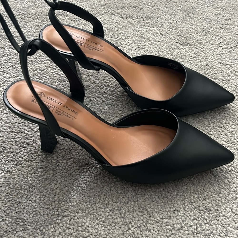 Closed-Toe Vegan Leather Heels
